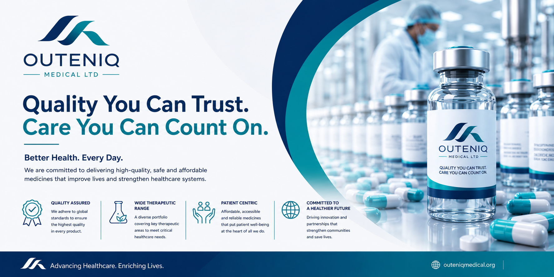 What Drives Us - OuteniQ Medical's Brand Pillars: Trust & Quality Assurance, Accessibility & Affordability, Innovation & Modernization, Strategic Partnerships